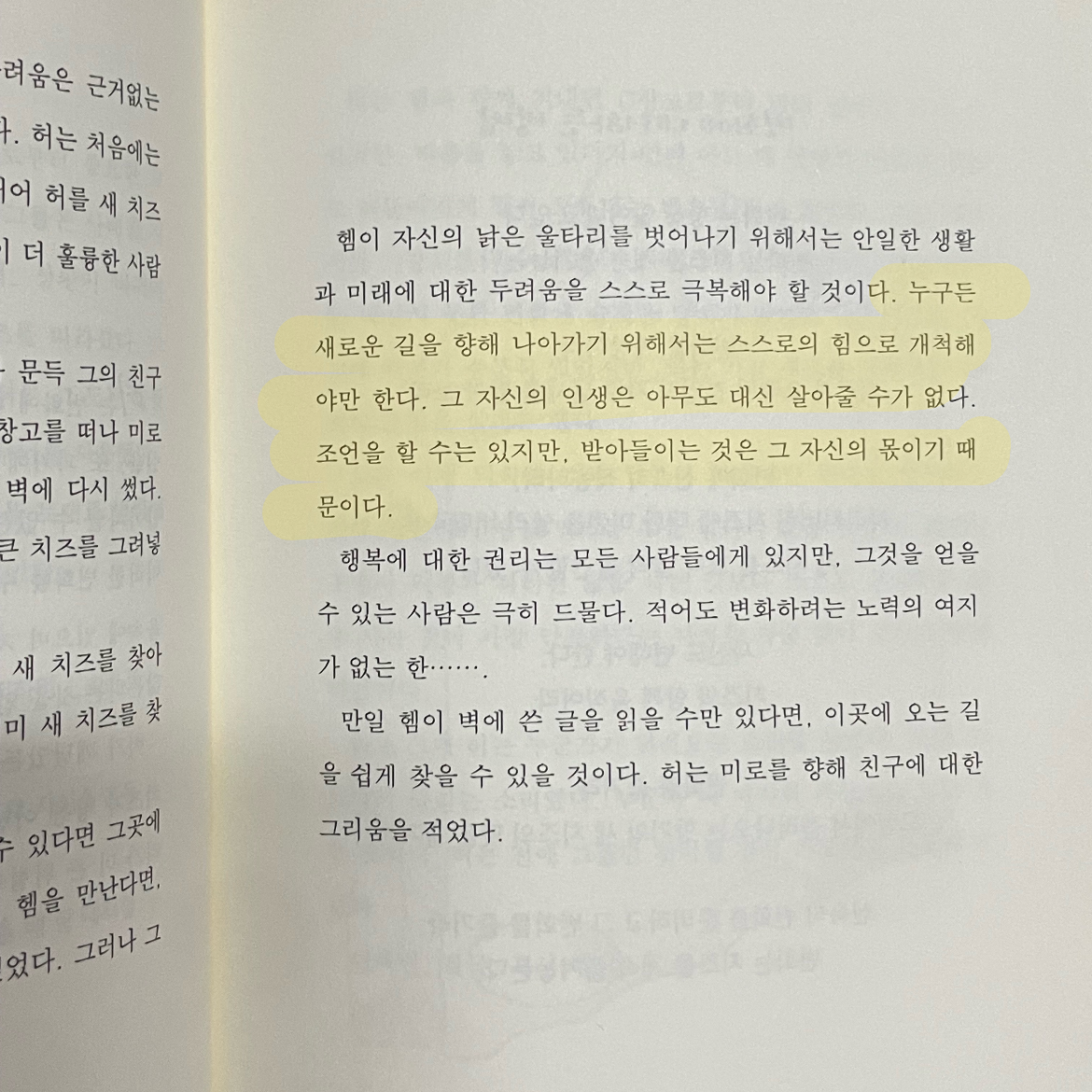 Diming님의 리뷰 이미지 0 - 누가 내 치즈를 옮겼을까? (당신의 인생에서 일어나게 될 변화에 대응하는 확실한 방법)